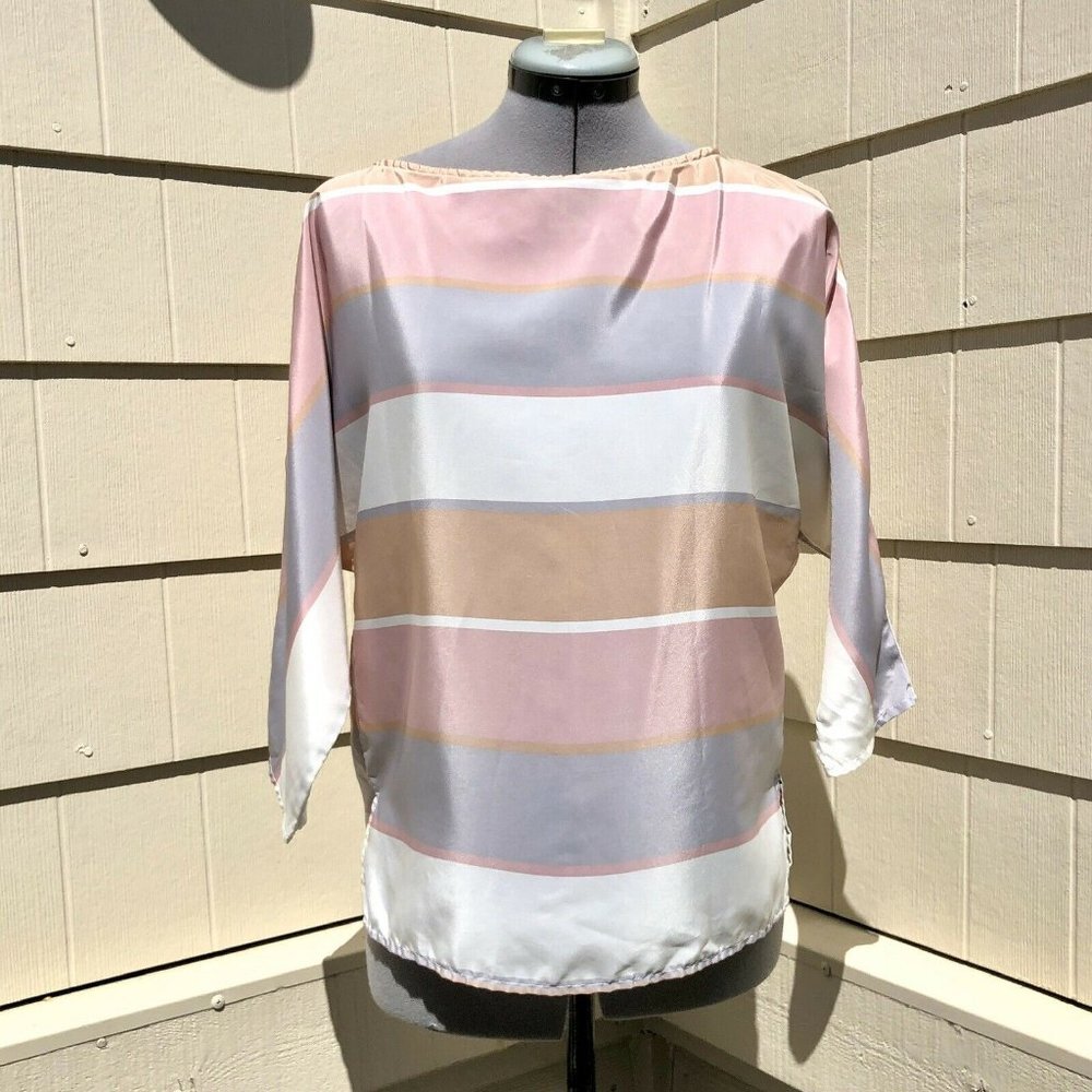 L Rothschild Vintage 80s Striped Blouse Top